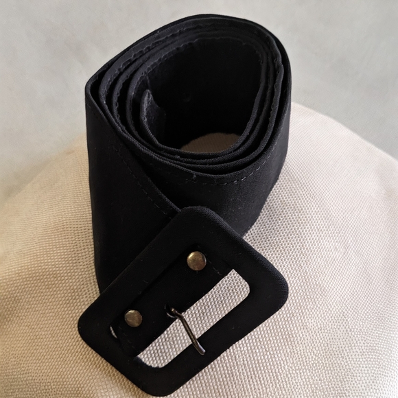 MNG 90s Black Fabric Wide Women's Belt - Picture 1 of 7